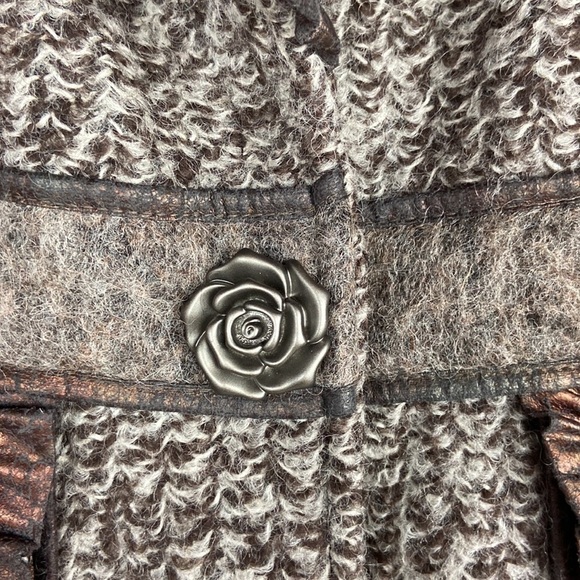 Christopher Banks copper brown wool blend snap closure pea coat trench coat - Picture 5 of 16